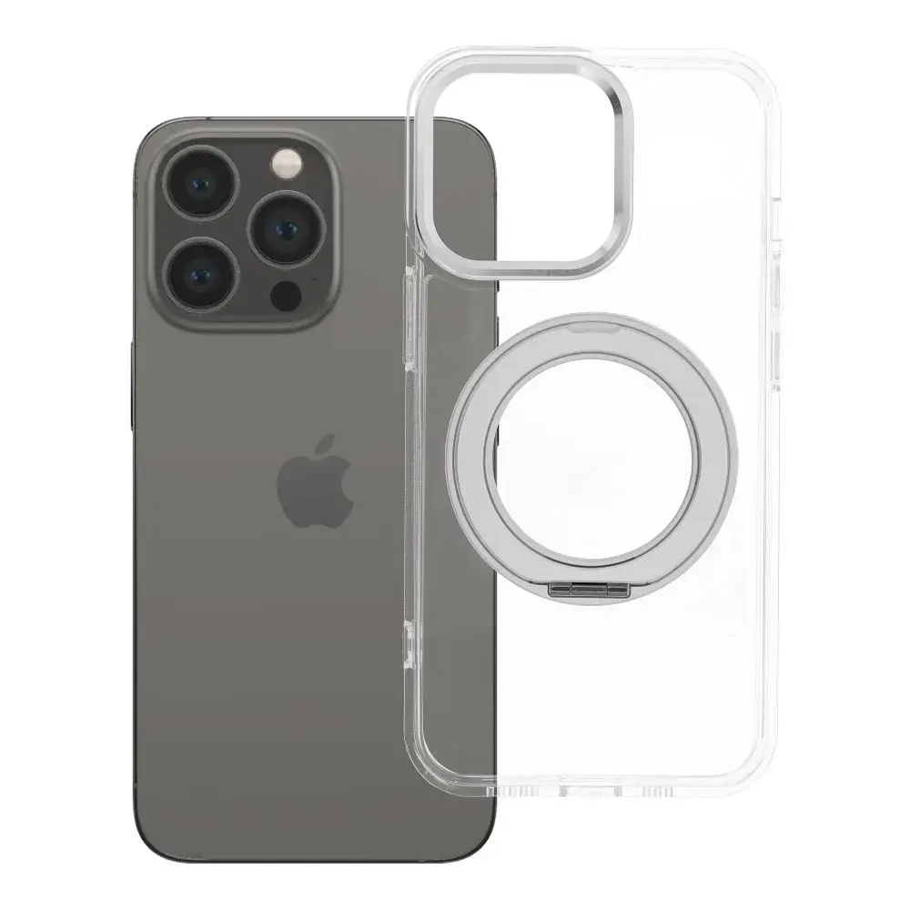 Case for iPhone 13 PRO Frame Circle Stand compatible with MagSafe transparent