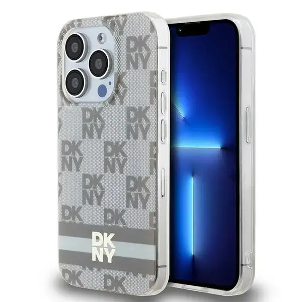 DKNY DKHMP13XHCPTSE iPhone 13 Pro Max 6.7" beżowy|beige hardcase IML Checkered Mono Pattern & Printed Stripes MagSafe