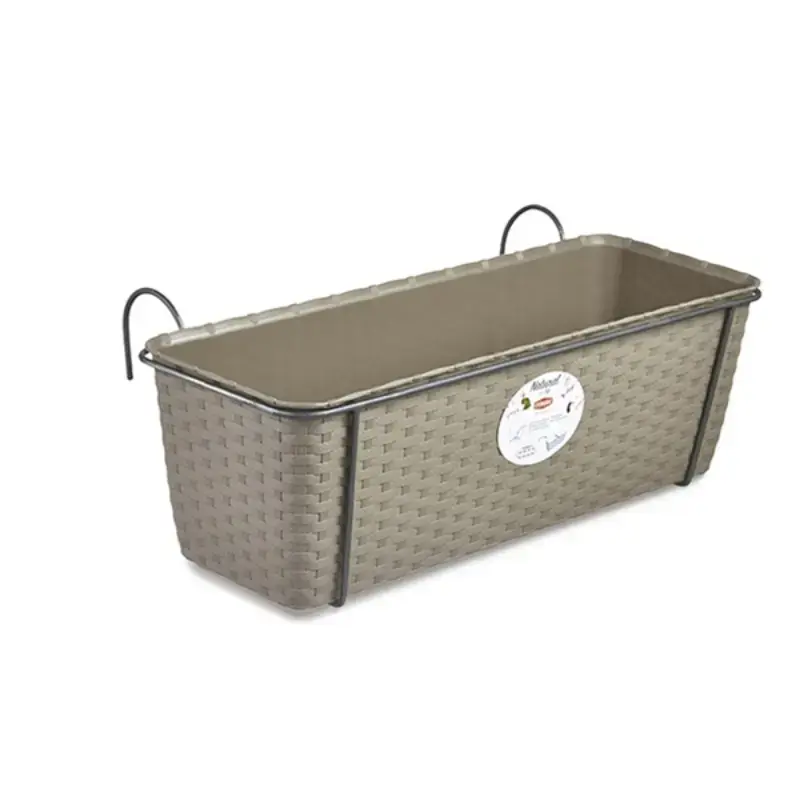 Puķu kaste balkoniem ar metāla turētāju Natural 50x18x16cm pelēka