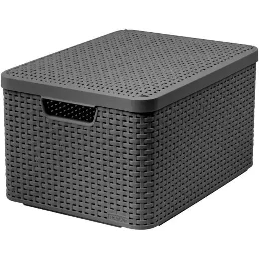 Kaanega karp Style L 43,6x32,6x23cm tumehall