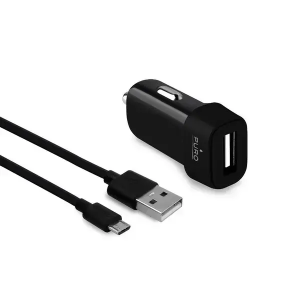 Puro MCHUSBMICROCBLK car charger | 5W | USB-A | with MicroUSB cable included | black