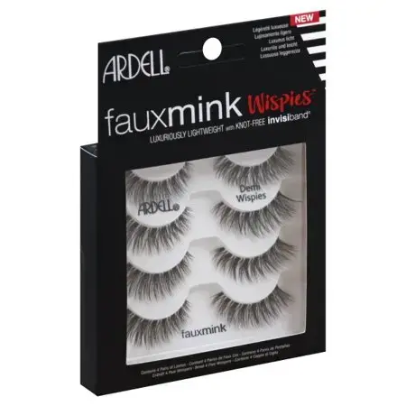 False Eyelashes Faux Mink Demi Wispies 4 Pairs Multipack Black Medium Volume Long Length Invisiband Lightweight Silky Soft Faux Mink Eyelashes