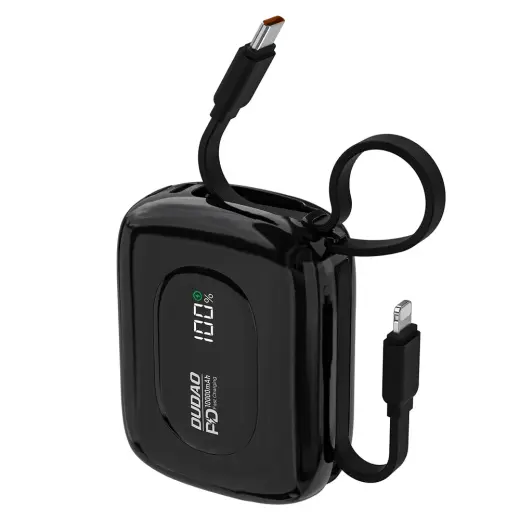Dudao K32 Powerbank 22.5W 10000 mAh with Built-in USB-C| Lightning Cable - Black