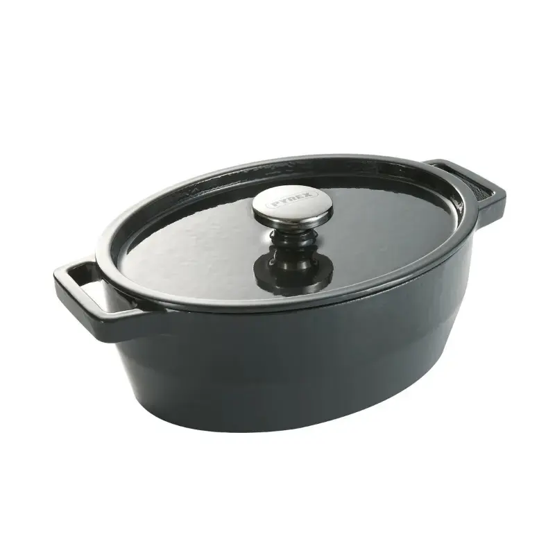 Čuguna katls 5,8L Pyrex ovāls 33x25cm pelēks