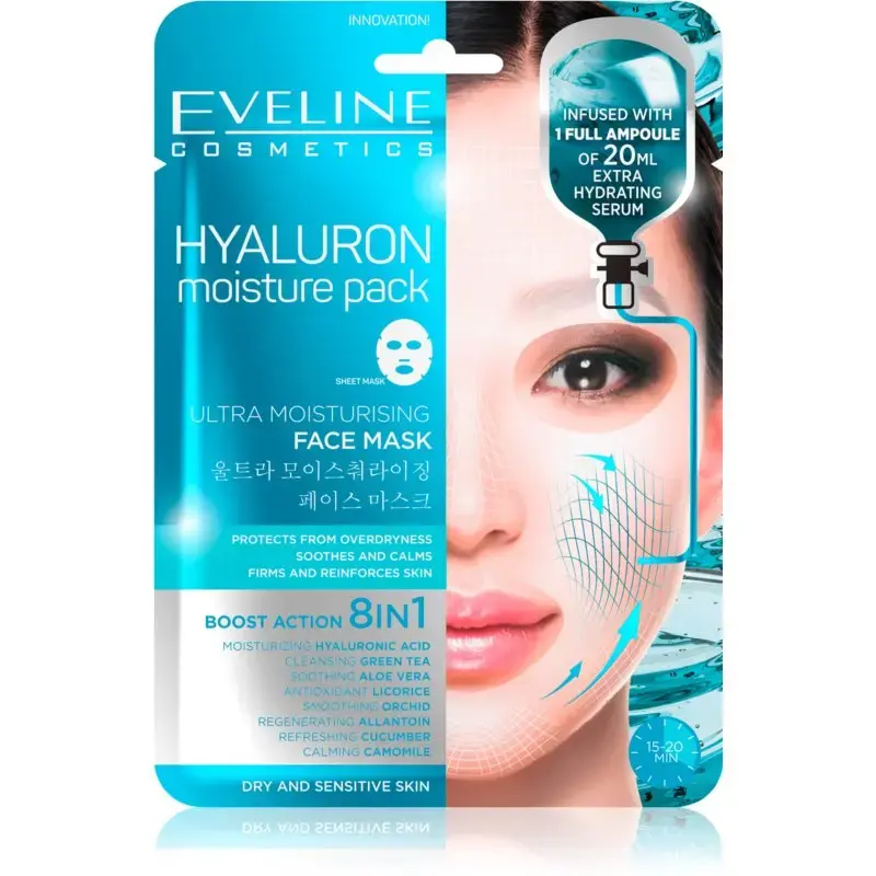 Eveline Hyaluron Moisture Pack Face Mask Ultra Moisturizer 1 Pc