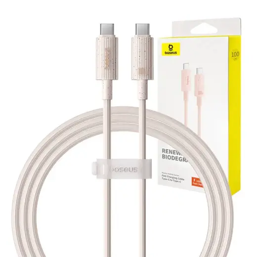 Baseus Habitat Series datu pārraides un uzlādes vads | USB-C uz USB-C | 100W | 1m | rozā