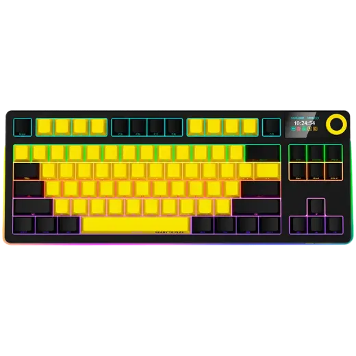 LORGAR KBP70TKLW, Wireless TKL Mechanical Gaming Keyboard Pro, Black/yellow, EN layout