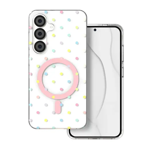 Bubble Dots Mag telefoni ümbris MagSafe toega Samsung Galaxy S24 (S921) | S25 (S931) valge