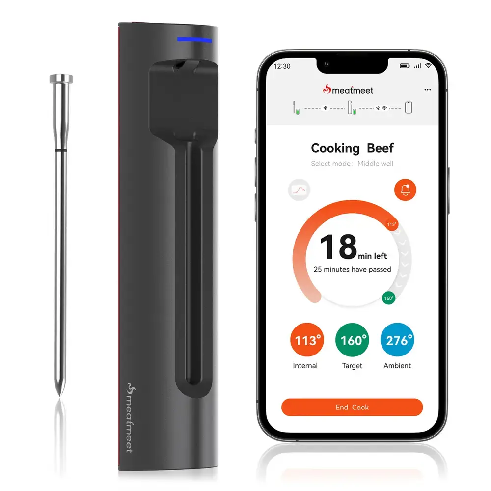 Termometr kuchenny Meatmeet S Pro smart aplikacja Bluetooth grill piekarnik wędzarnia - czarny