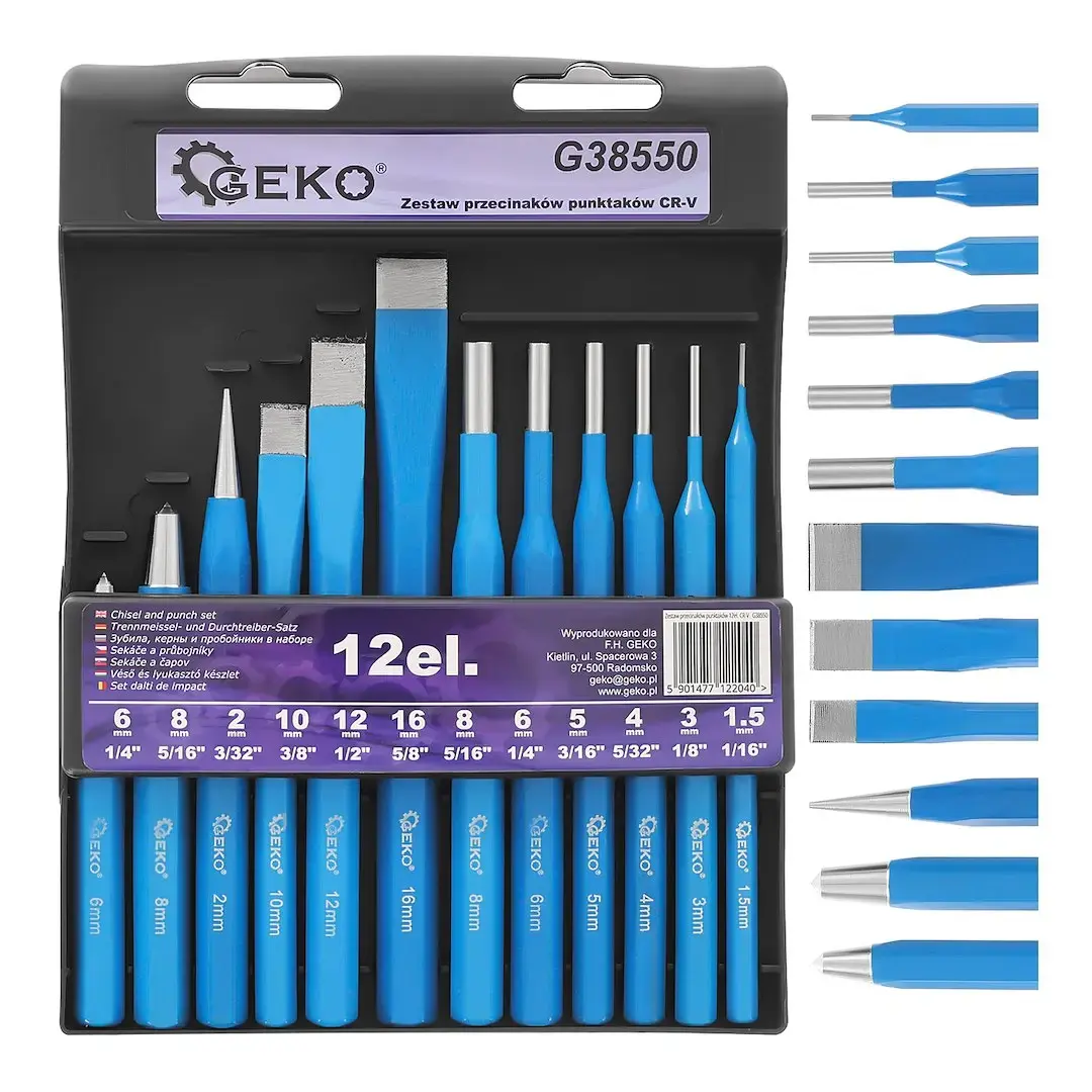 12-piece Punch and Chisel Set, CR-V Steel