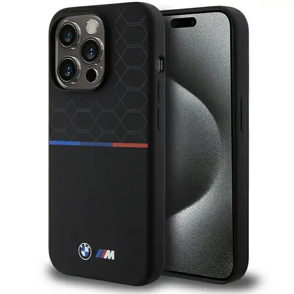 BMW BMHMP15L22SMPK iPhone 15 Pro 6.1" czarny|black hardcase M Silicone Pattern MagSafe