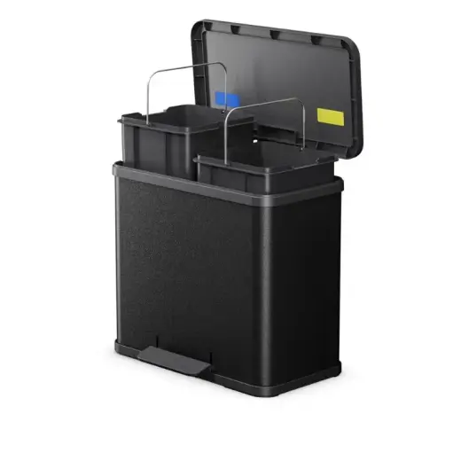 Atkritumu šķirošanas tvertne ar pedāli Eco duo L / 2x14L / melna