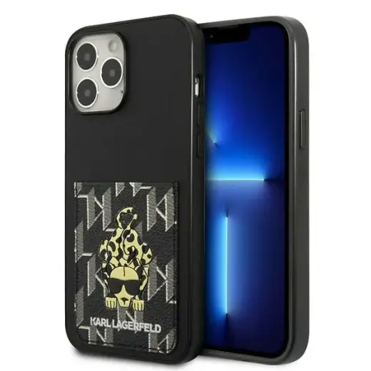 Karl Lagerfeld KLHCP13XCANCNK Karlimals Cardslot raamatutüüpi telefoni ümbris iPhone 13 Pro Max must