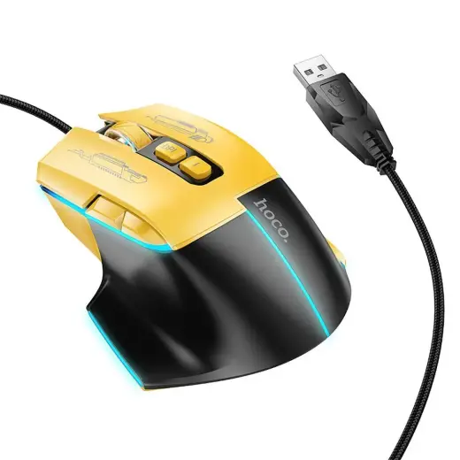 Wire gaming mouse Hoco USB A 3600 dpi GM31 black yellow