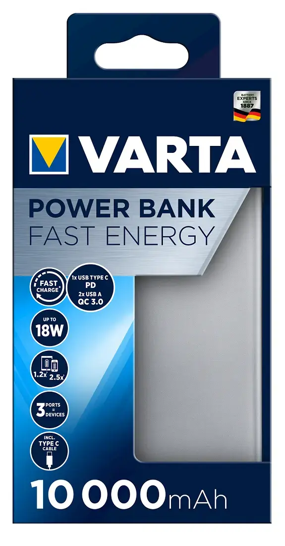VARTA Power Bank Fast Energy 10000mAh Silver