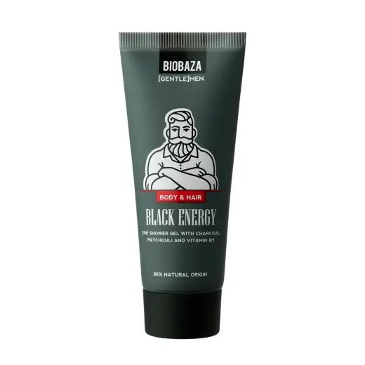 Biobaza, Black Energy, Shower Gel & Shampoo 2-In-1, Charcoal, 30 ml