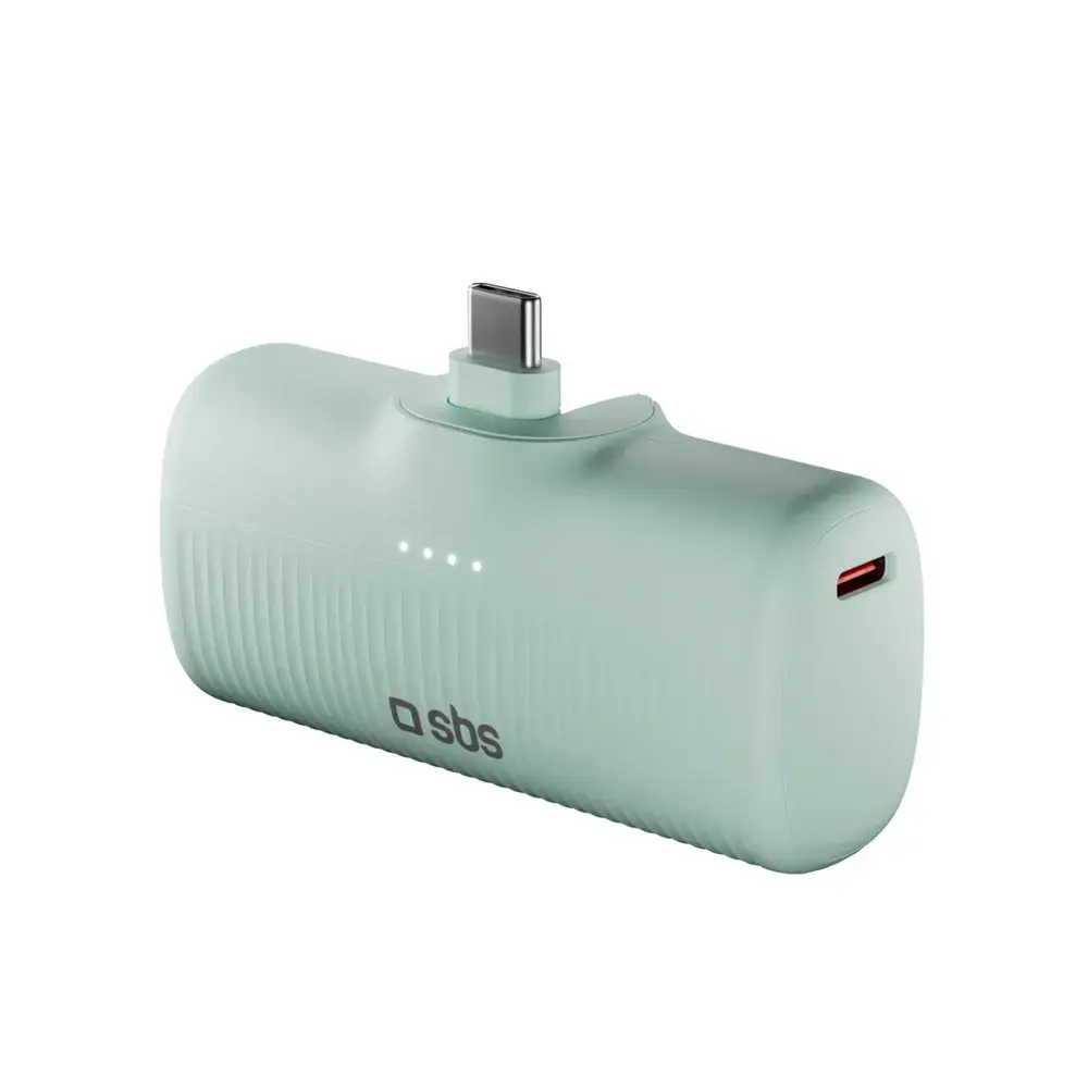 SBS EcoPower ārējais akumulators (powerbank) | 5 000 mAh | 10W | USB-C | zaļš