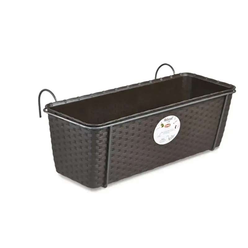 Puķu kaste balkoniem ar metāla turētāju Natural 50x18x16cm brūna