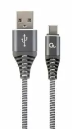 Gembird USB Male - USB Type C Male Premium cotton braided 1m Space Grey|White