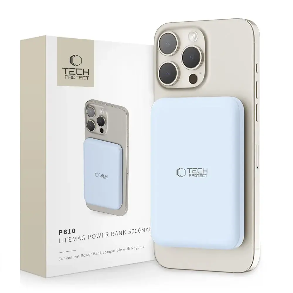 Tech-Protect LifeMag PB10 ārējais akumulators (powerbank) | 5000 mAh | 18W | USB-C, MagSafe | zils