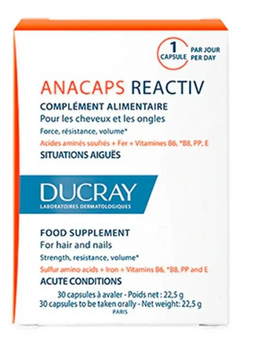 Ducray, Anacaps Reactiv, Strengthen Hair & Nails, Capsules, 30 pcs