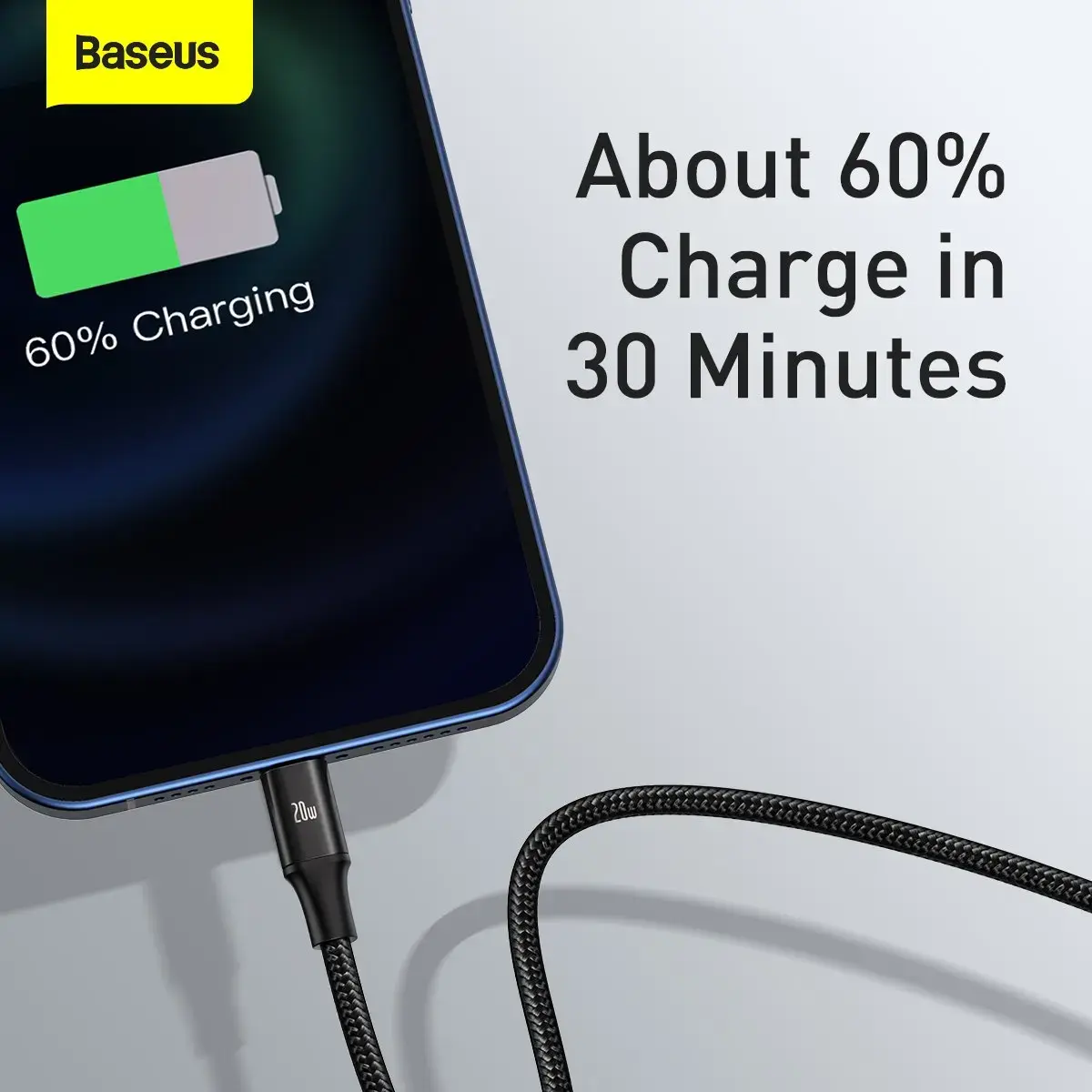 Baseus Rapid Series 3-in-1 datu pārraides un uzlādes vads | USB-C uz USB-C, Lightning, Micro USB | 20W | 1.5m | melns