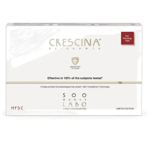 Set, Labo, Crescina, Transdermic HFSC 500, For Growth Stimulation, Ampoules Treatment Serum, For Scalp, For Women, 5 pcs, 3.5 ml