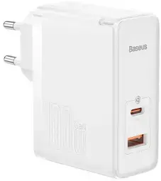 Baseus GaN5 Pro tīkla lādētājs | 100W | GaN | USB-C, USB-A | USB-C uz USB-C vads komplektā | balts