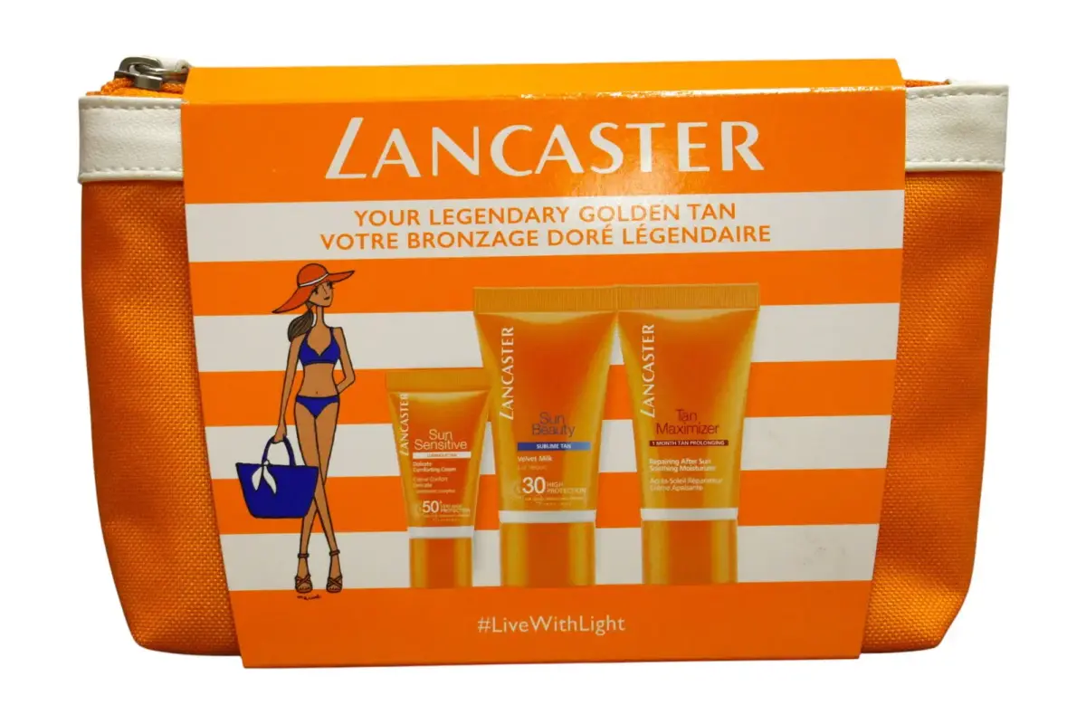 Lancaster Gift Set: Sun Beauty, Sun Protection, Body Milk, SPF 30, For Face AND Body, Before Sun Exposure, 15 ml *Sample + Sun Sensitive, Sun Protection, Sunscreen Cream, For Face AND Body, SPF 50