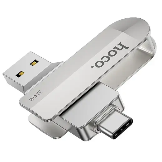 Pendrive 32GB USB 3.0 (USB A + USB C) Hoco UD10 silver