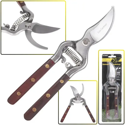 200mm Bypass Pruning Shears with Wooden Handle