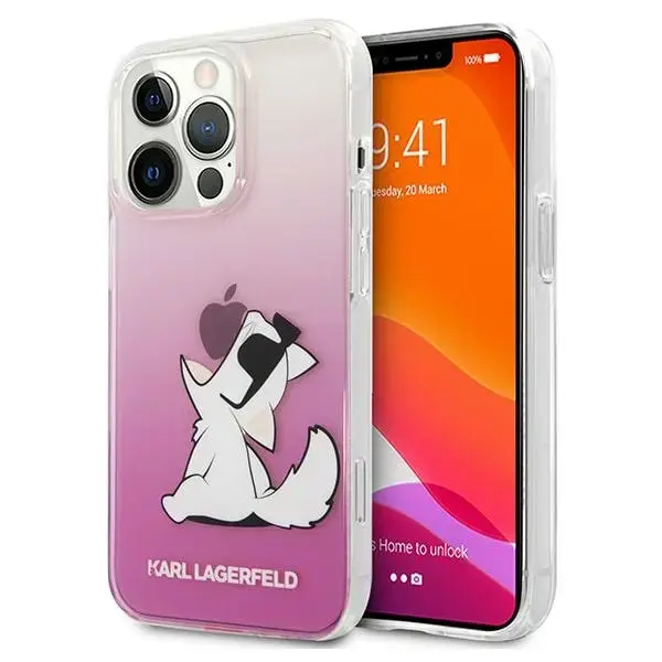 KLHCP13LCFNRCPI Karl Lagerfeld PC|TPU Choupette Eat Case for iPhone 13 Pro Pink