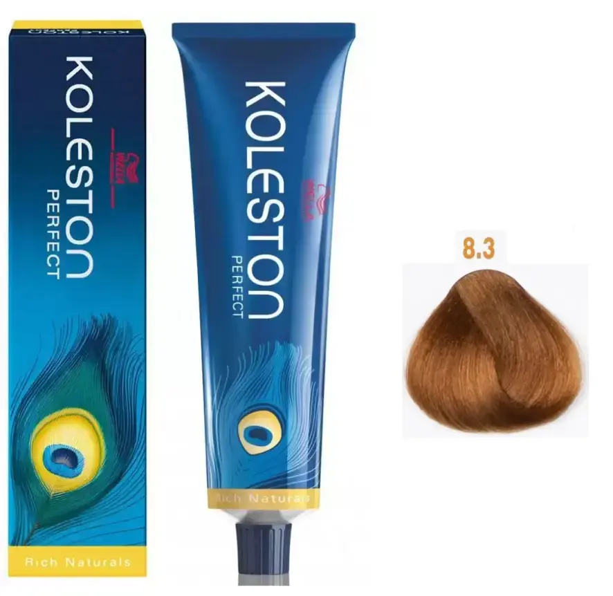 Wella Professionals, Koleston Perfect, Permanent Hair Dye, 8/3 Light Blonde Gold, 60 ml