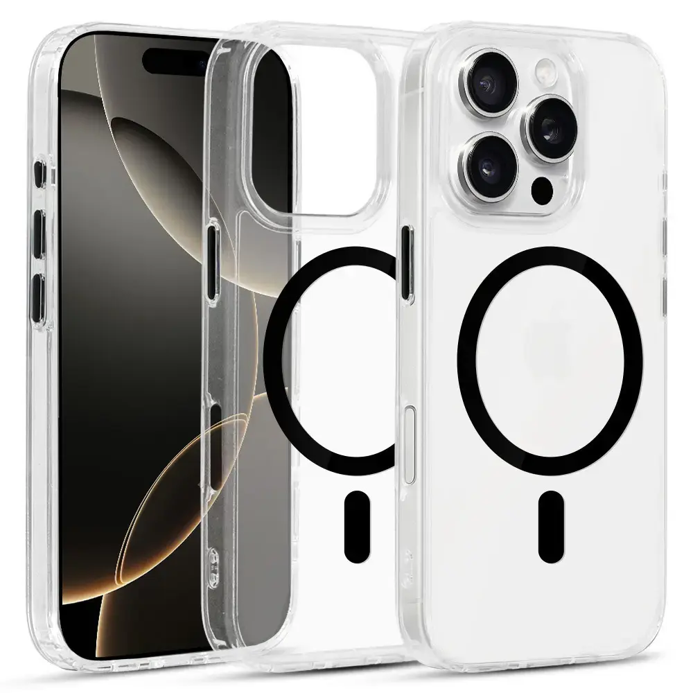 Glossy maciņš ar MagSafe atbalstu telefonam iPhone 16 Pro melns