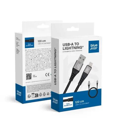 Blue Star TFK-DC-003 провод для передачи данных и зарядки | USB-A на Lightning | 12W | 1.2m | чёрный