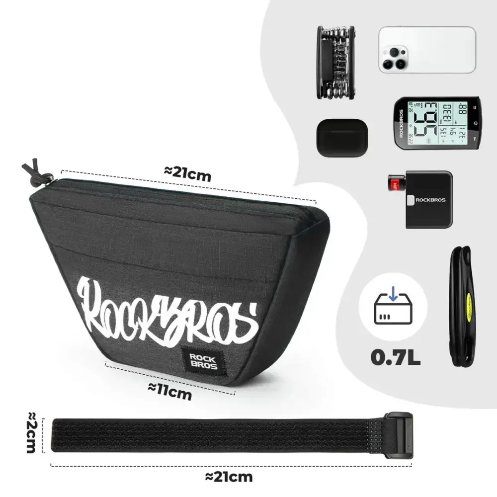 Torba rowerowa Rockbros G011 Flash Journey na kierownicę trapezoidalna 0,7 l - czarna