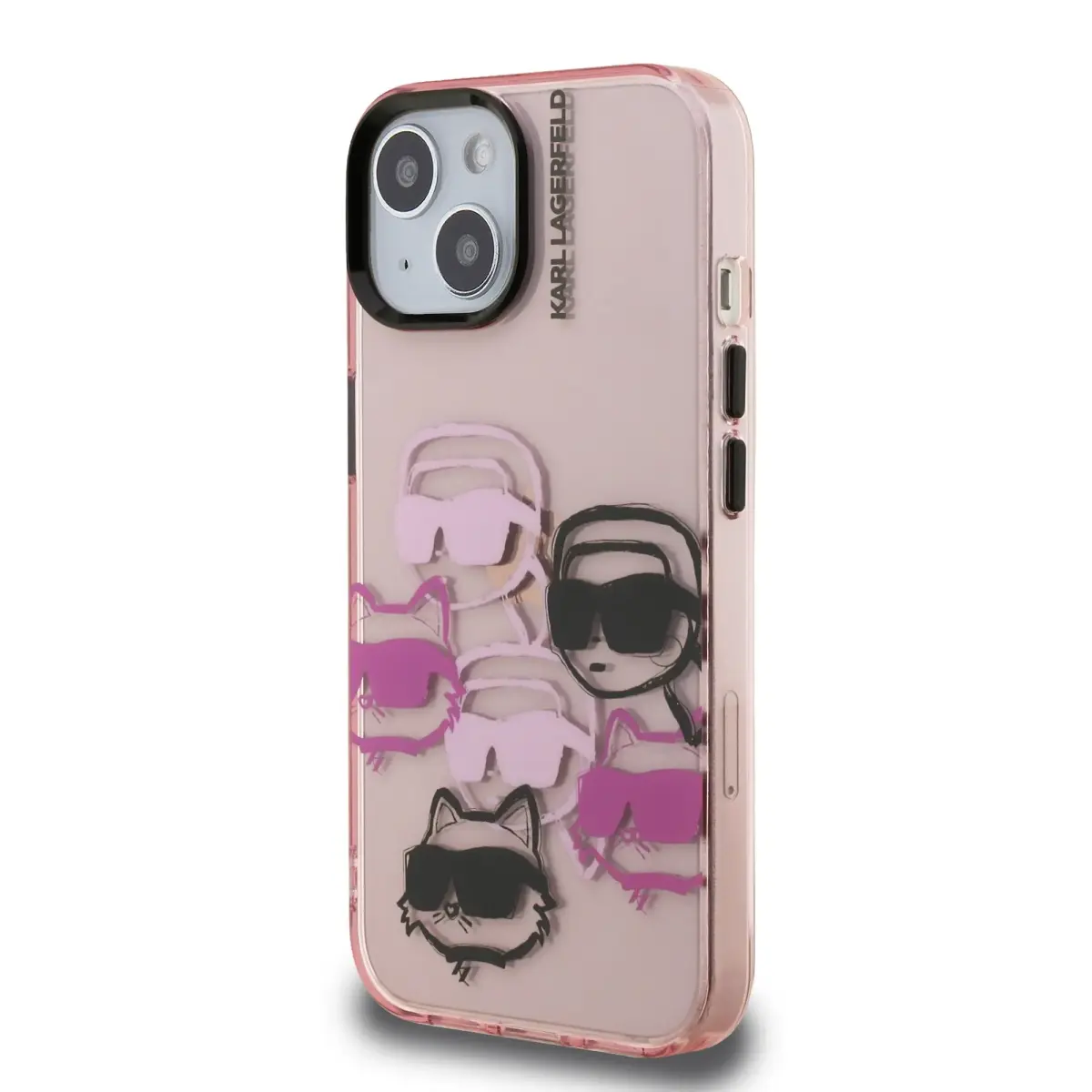 Karl Lagerfeld IML Multi K&CH Heads Case for iPhone 15 Pink