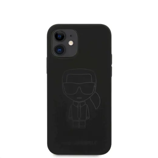 KLHCP12SSILTTBK Karl Lagerfeld Iconic Outline Silicone Case for iPhone 12 mini 5.4 Tone on Tone Black