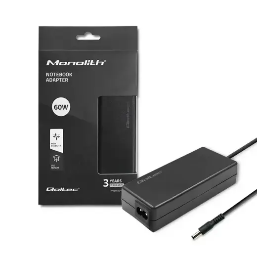 Qoltec Desktop power supply 60W | 12V | 5A | plug 5.5*2.5 | +power cable