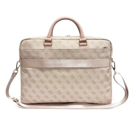 Guess PU 4G Stripe Metal Logo Computer Bag 14" Pink