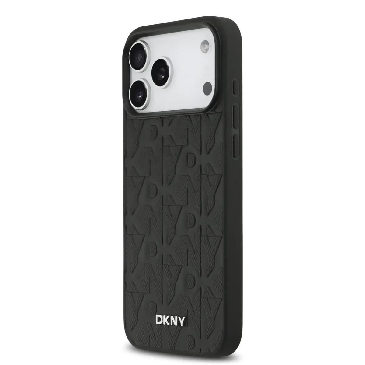 DKNY PU Leather Grid Pattern maciņš ar MagSafe atbalstu telefonam iPhone 17 Pro Max melns