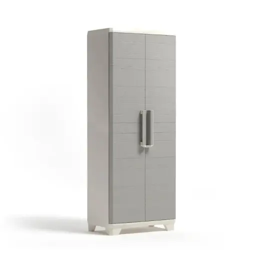 Skapis Linear Wood Tall Cabinet 68x39x173cm gaiši bēšs/gaiši pelēks