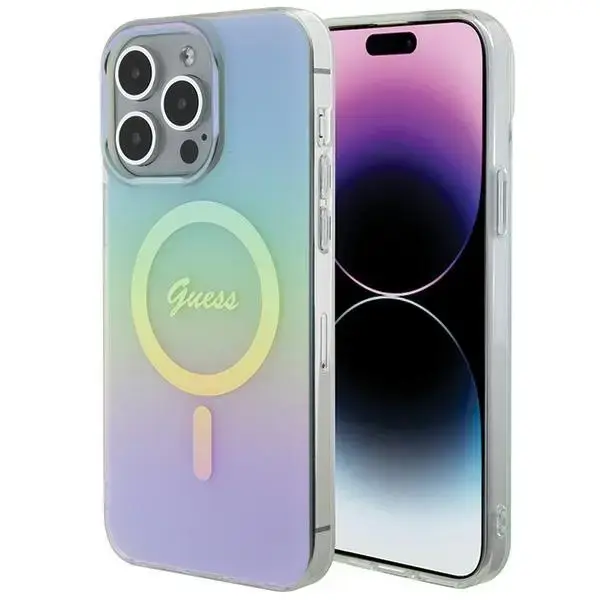 Guess GUHMP15LHITSQ iPhone 15 Pro 6.1" turkusowy|turquoise hardcase IML Iridescent MagSafe
