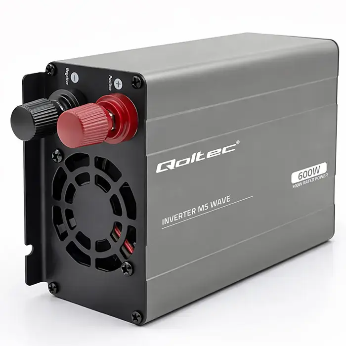 Qoltec MS Wave Voltage Converter | 12V to 230V | 300/600W | USB | Compatible with LiFePO4, GEL and AGM batteries