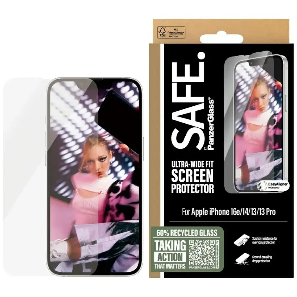 Szkło hartowane SAFE by PanzerGlass       Ultra-Wide Fit do iPhone 16e|14|13|13 Pro