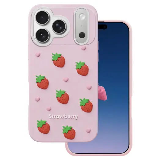 Strawberry phone case for iPhone 17 Pro Max | iPhone 18 Pro Max pink