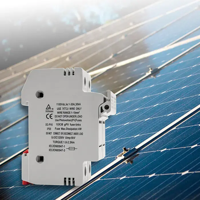 Qoltec Fuse base + DC fuse | 2P|1000V |20A |10x38 |solar