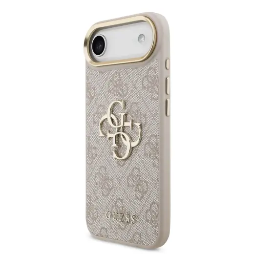 Guess PU Leather 4G Metal Logo Gold Frame Case for iPhone Air Pink