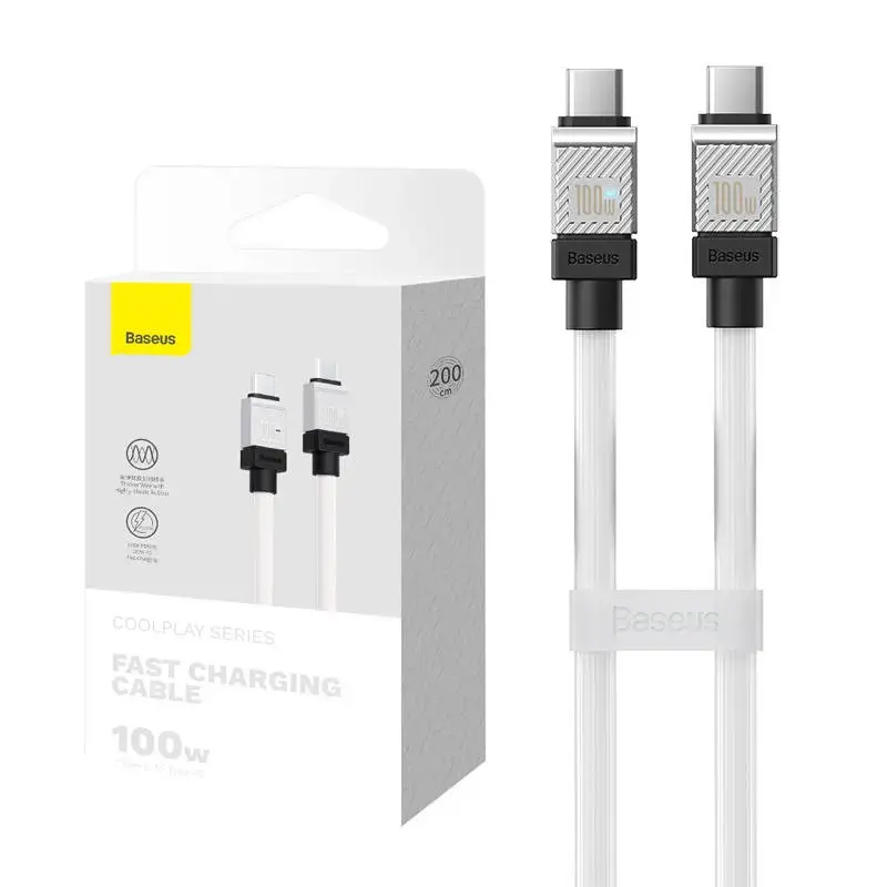 Baseus CoolPlay data transfer and charging cable | USB-C to USB-C | 100W | 2m | white