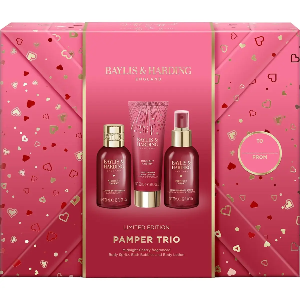 Baylis & Harding, Set Regalo Bellezza, Midnight Cherry Geschenkset 3-tlg (Set per La Cura Del Corpo)